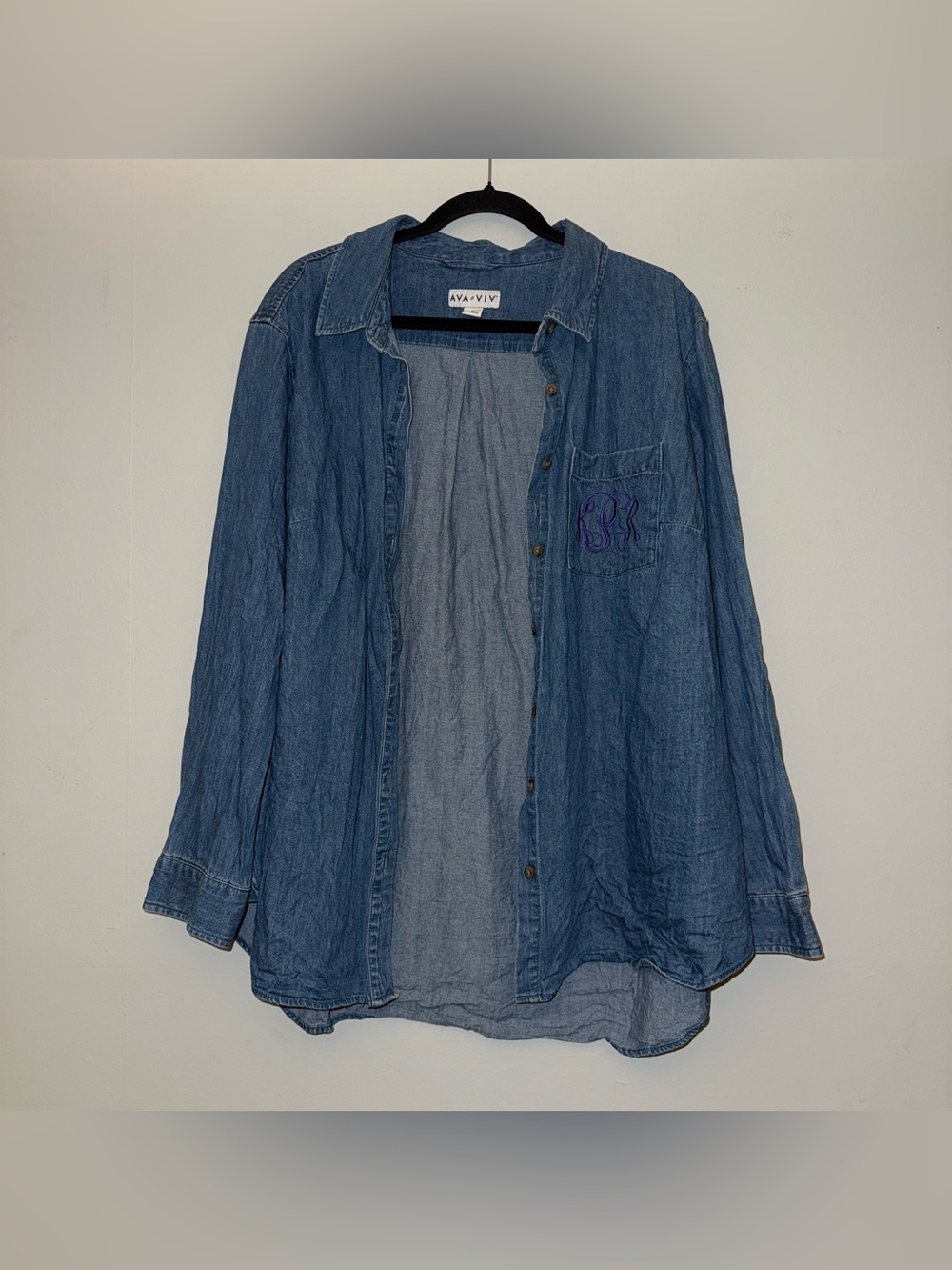 AVA & VIV  women’s Button Down Denim Shirt Sz 3X ✨